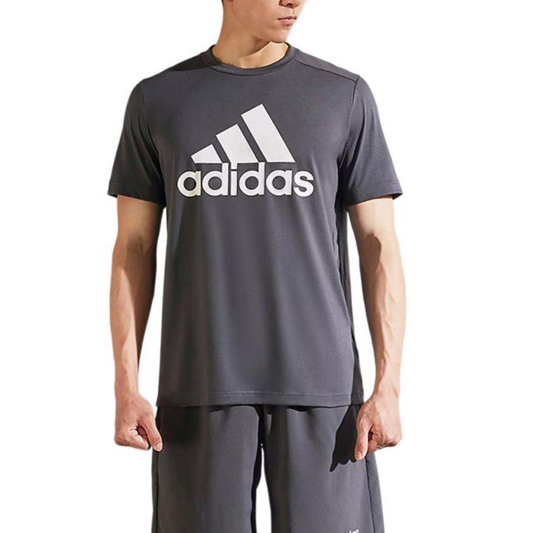 Adidas T Shirts Men's Gray Crew Neck Moderate Straight Fit GT3113