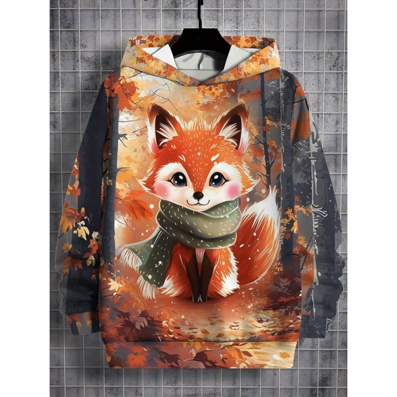 3d Printed Fox Pattern Hooded Sweatshirt For Children, Trendy And Fashionable For Kids' Casual Wear, Suitable Girls Outdoor