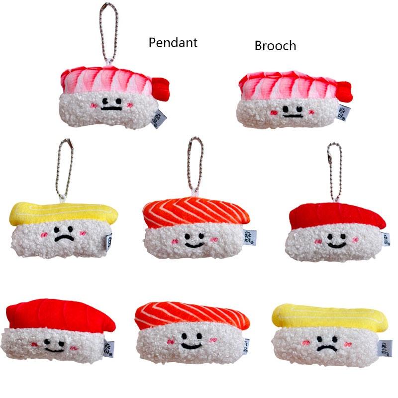 Authentic Salmon And Sweet Shrimp Sushi Plush Pendant Pin Cute And Funny Cartoon Food Hanging Decoration Gift Sushi Pendant)