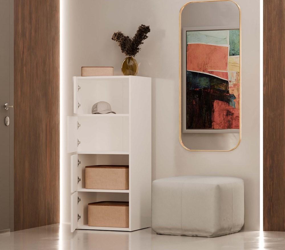 ALMA WHITE Kommode 4 Türen 4 Regale