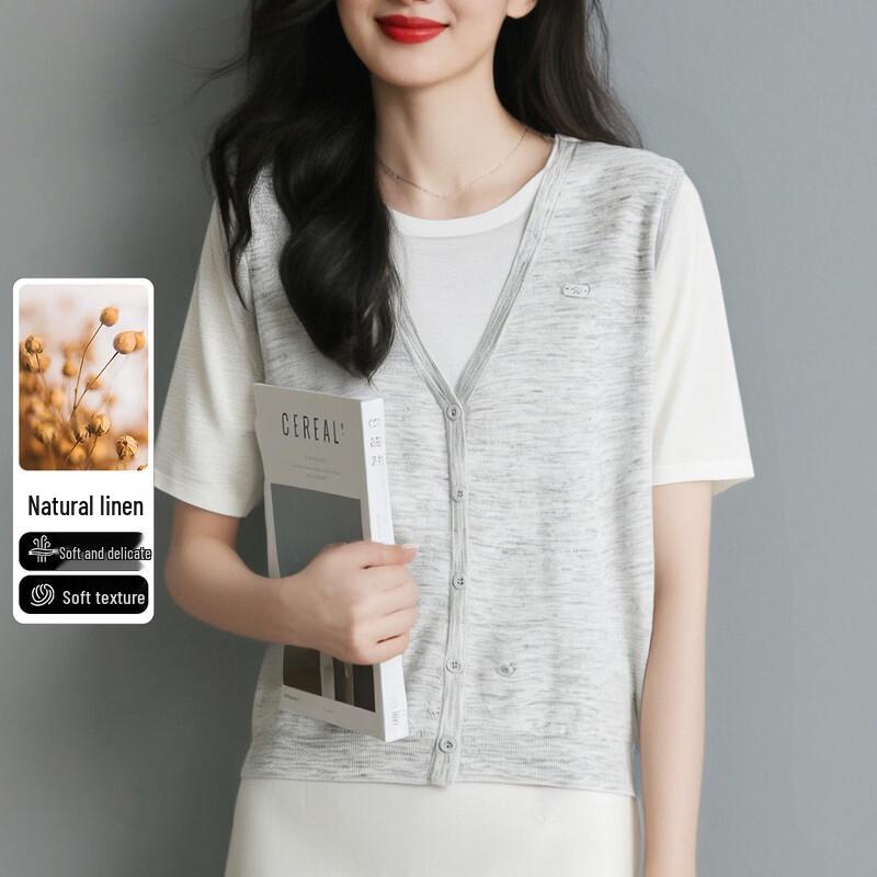 Snowflying Women s Faux Two-Piece Knit Top M