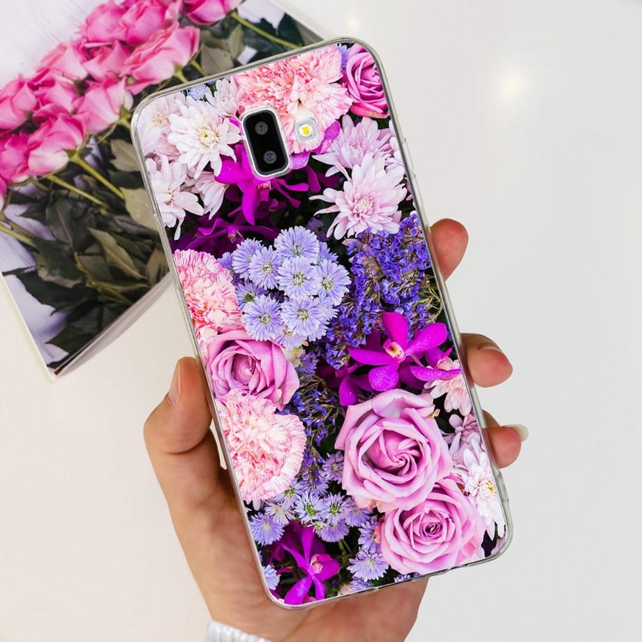 Silicone Phone Case For Samsung Galaxy J4 J6 Plus J8 2018 Oil Flower Fashion Soft Back Cover On Samsung J6 2018 J6+ J610F Case