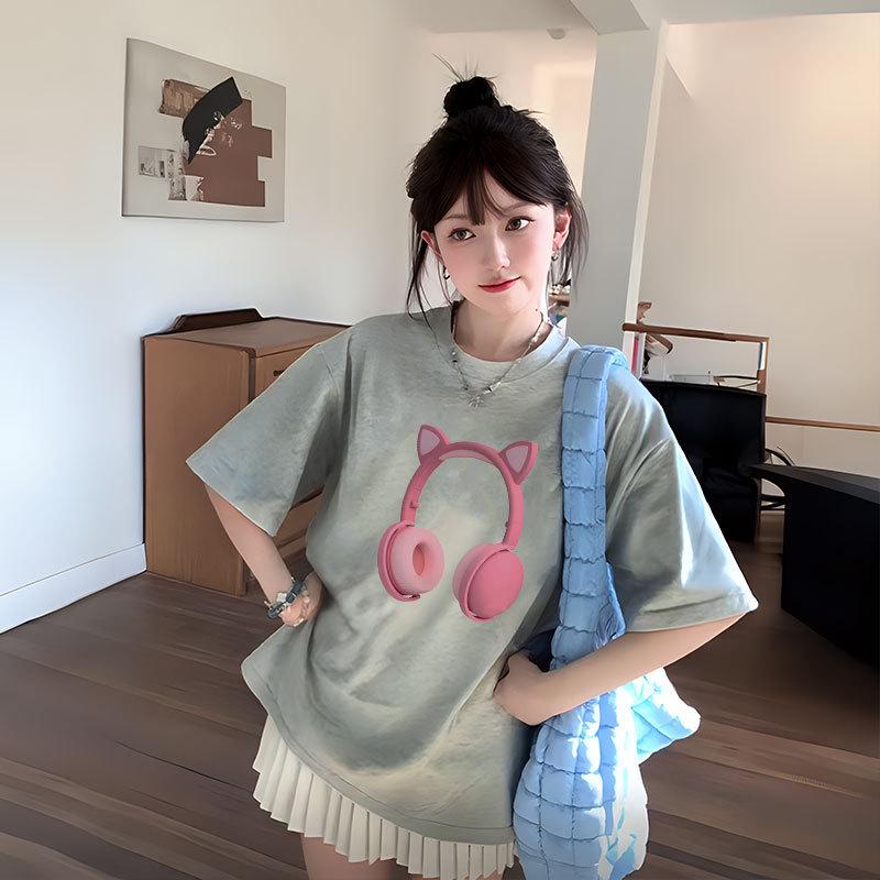 2025 Women's White Loose-Fit Short-Sleeve T-Shirt, Pure Cotton, Summer Base Layer Top