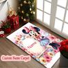 [1pc Minnie Mouse Flowers Butterflies Carpet] Custom Name Area Rug for Home and Game Room Use, Soft Indoor Sofa Chair Mat