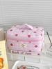 Cute Strawberry Women's Stripe Cosmetic Bags Travel Portable Ladies Clutch Purse Storage Bag Makeup Case Cosmetic Organizer