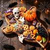 Serviertablett Speisewanne Brotschneidebrett Holz Käse Halloween Dekoration Obstschale für