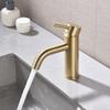 Bathroom Faucet Stainl Bathroom Basin Faucet Cold And Hot Water Mixer Sink Tap Single Handle Deck Mounted Brushed Gold Tap