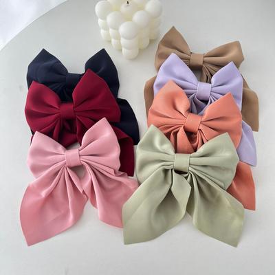 Dolce fiocco donne forcine per capelli tinta unita raso fiocco clip per ragazze farfalla barrettes duckbill clip bambini accessori per capelli