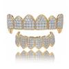 Hip Hop Iced Out Mikro Pave CZ Zuby Grillz Horní a Spodní Sada 18k Zlaté Krystalové Zubní Grily Hip Hop Šperky pro Muže