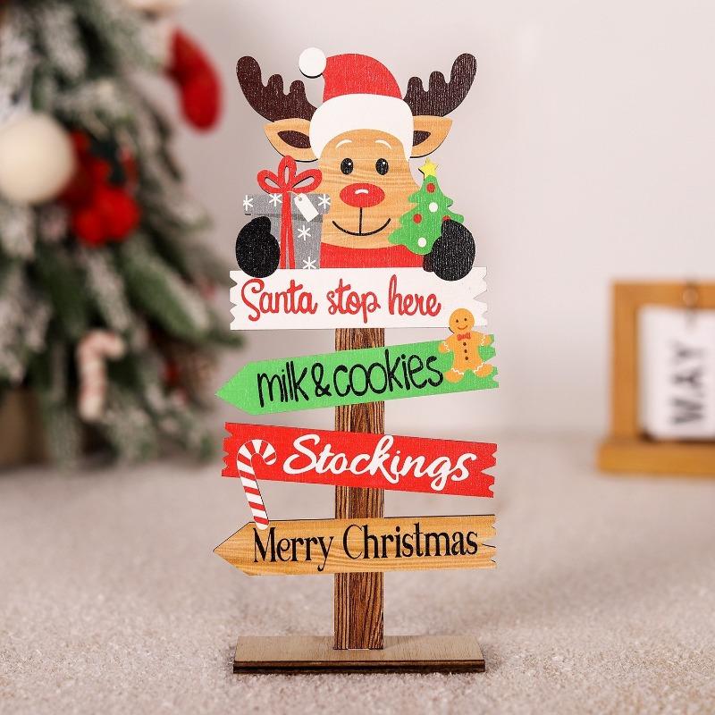 Hot sale new Christmas decoration wooden letter desktop decoration old man snowman elk wooden ornament