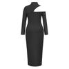 Damen Sexy Farbe Rollkragen Sexy Schlitz Temperament Kleid
