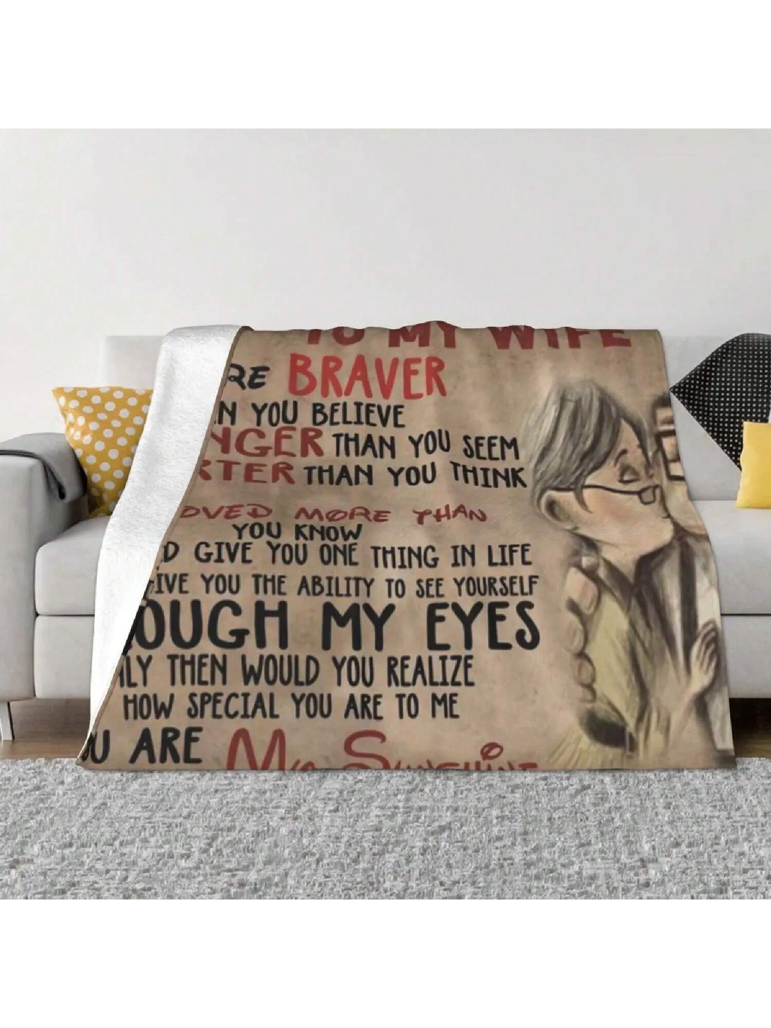 

UP To My Wife An Ultra-Soft Micro Fleece Blanket 75X95CM сірий колір