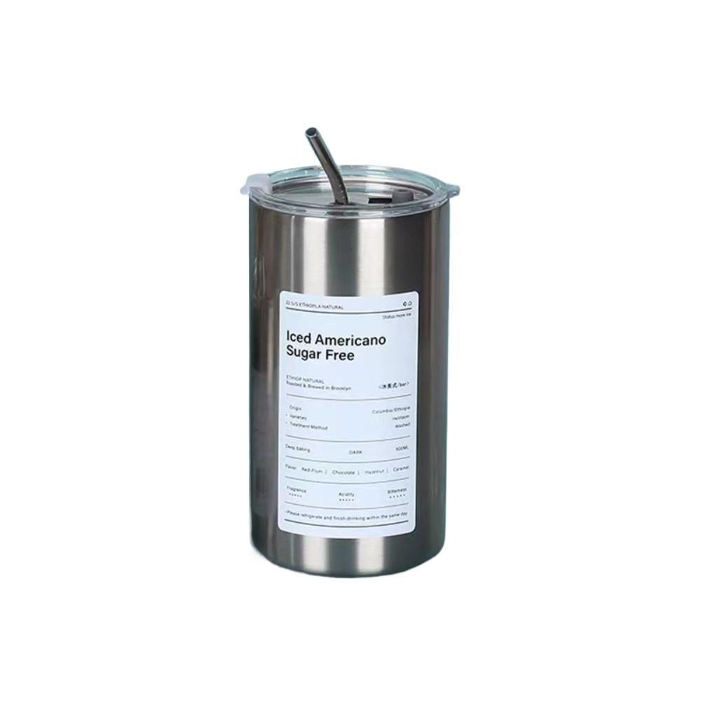 

20 Oz Latte Coffee Cup, 304 Stainless Steel Iced Drink Cup with Straw and Lid, Insulated Cup, Cooling Vacuum Drinkware Reusable. 600ml серебряный