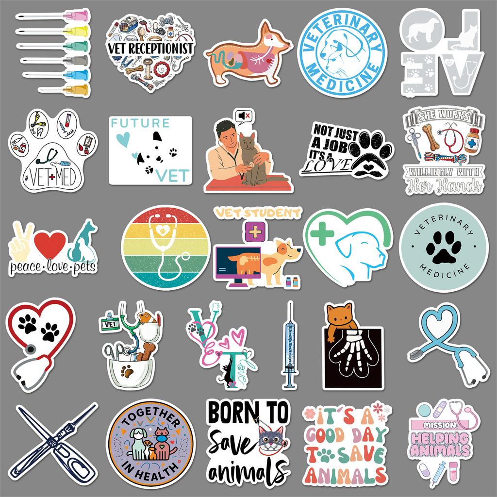 51 Veterinárnych Graffiti Nálepiek Personalizovaná Dekorácia pre Domáce Zvieratá Lekár Nálepky na Puzdro na Mobilný Telefón Hrnček Skateboard