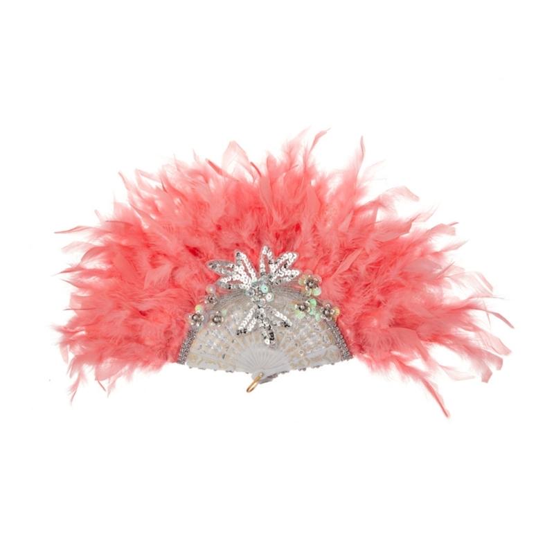 

Chinese Hand Fan Feather Palaces Fan for Costume Props Party Dancing Performances Props Wedding Decorations Travel рожевий