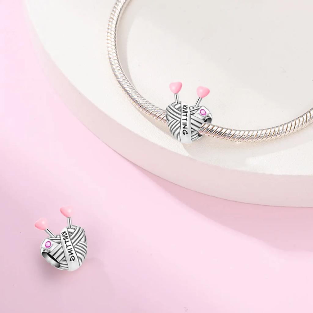 Silberrosa Serie Zirkonium Herzförmiger Perlenanhänger Süßes Paar Passend für Original Armband Für Frauen Charm Schmuck Geschenk