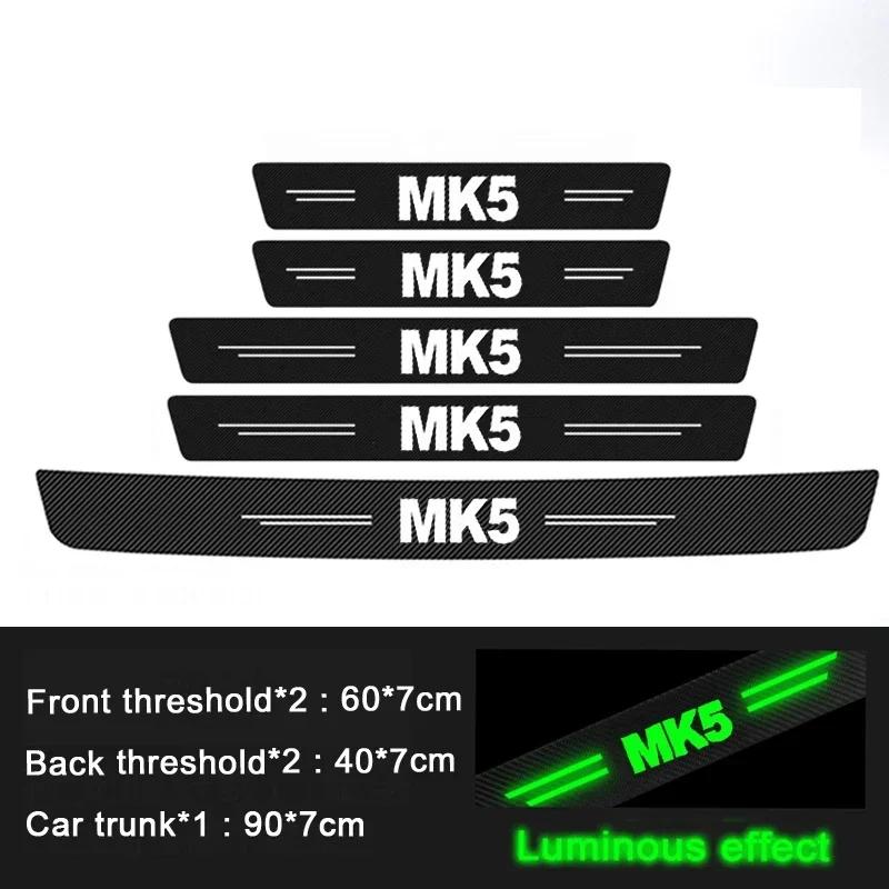 Luminous Car Door Sill Scuff Plate Threshold Protective Decals For Volkswagen VW GOLF MK5 Emblem Rear Trunk Bumper Guard Strips