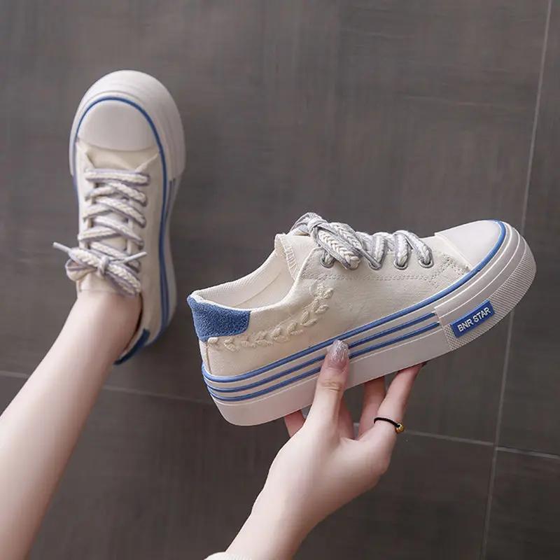 New In Lace Up Canvas Shoes for Women Comfortable and Elegant Daily Routine Deals Y2k Fashion High Quality Light Woman Footwear