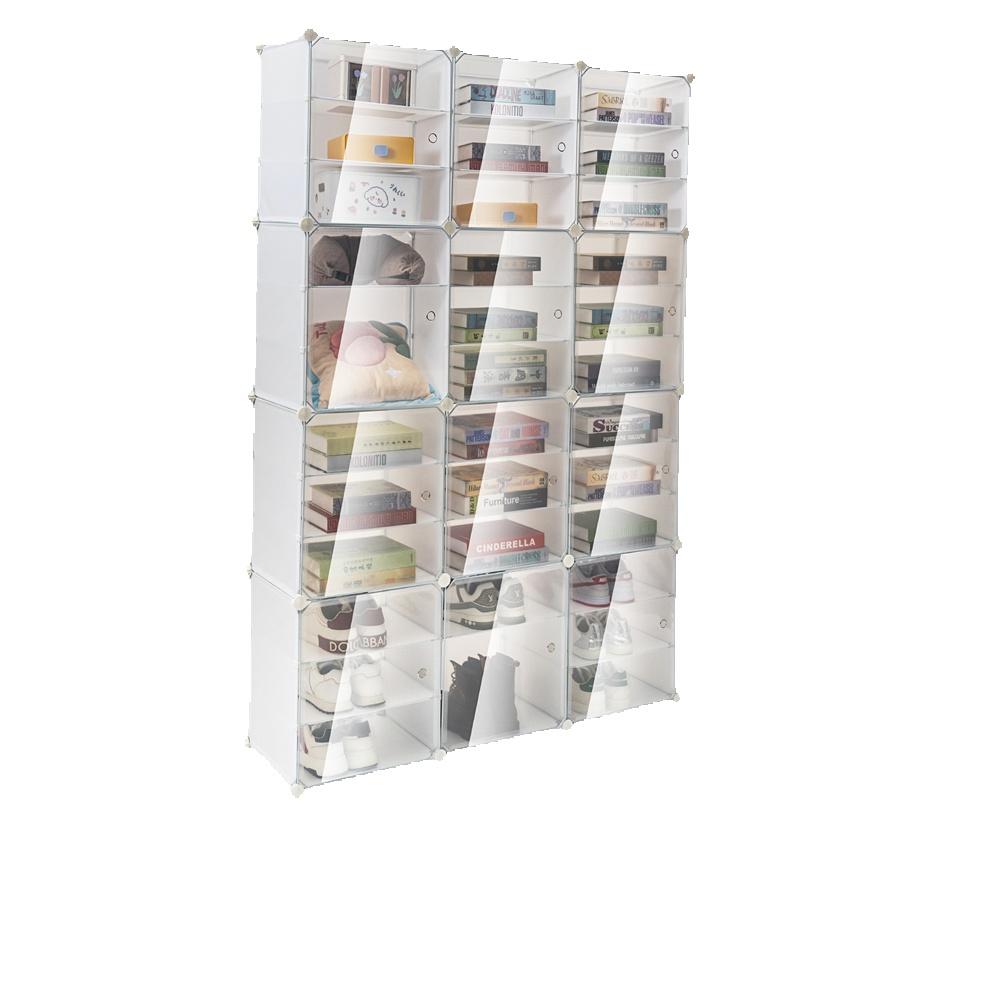 12 Tier Shoe Cabinet Stores and Organizes 72 Pairs of Shoes Plastic Stackable Closet Shoe wDoor for Entrance Bedroom Hallway L чистый 30080₽