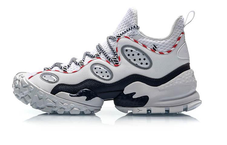 Li Ning CF Countflow Monster Eye Средние износостойкие дышащие кроссовки на средней подошве Винтажные баскетбольные кроссовки Мужские Белый Красный AGLP135-3 40