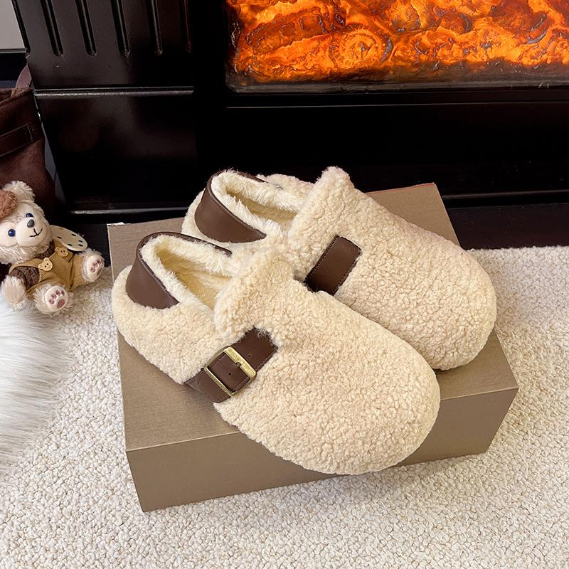 Women's plush thick bottom large size thickened winter warm fur one snow boots thick lining ankle boots non-slip hiking sports cotton shoes