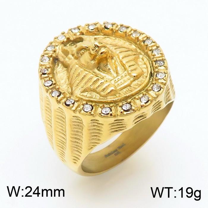 Hip Hop Gold Color Egyptian Mythology Large Ring for Men Vintage Stainless Steel Stone Finger Ring Personalized Trend Jewelryl