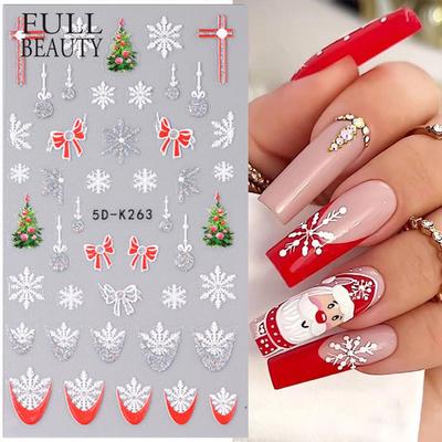 Weihnachten X Max Schnee Maniküre Dekor Sliders Relief gravierte 5D geprägte Nagelaufkleber Nail Art Sticker Aufkleber