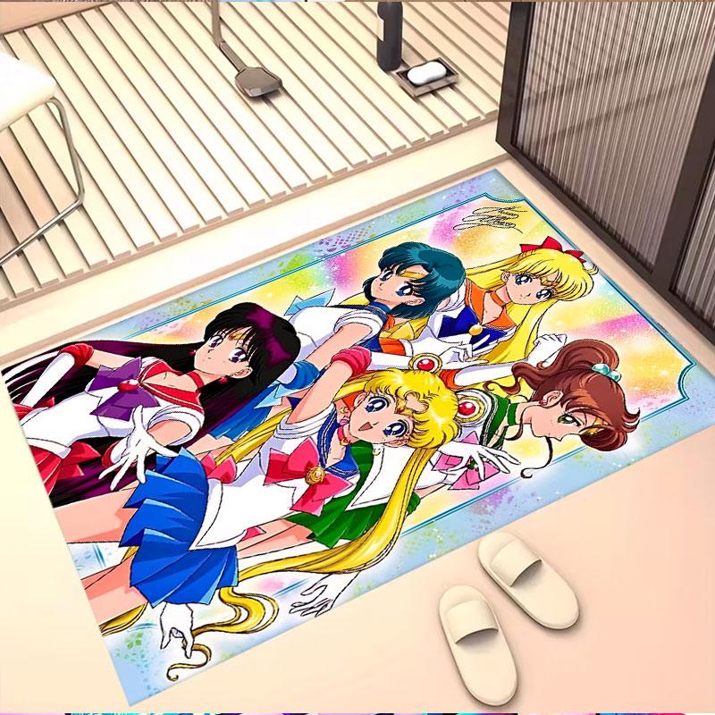 Sailor Moon Print Rug, Washable Floor Carpet, For Entryway Dorm Laundry Room Office Study, Home Decor Birthday Christmas Gift