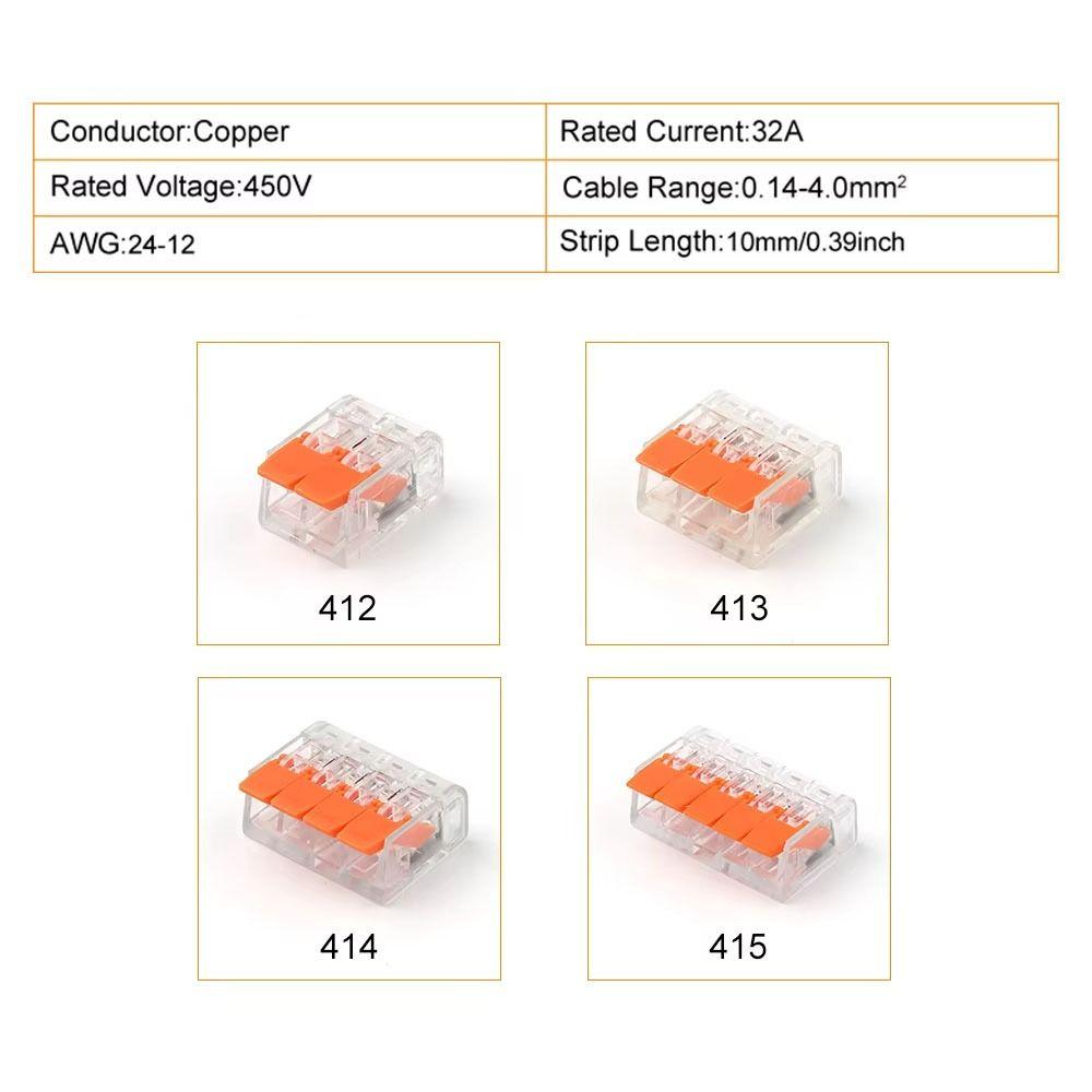 10Pcs Push-in Quick Terminal Block 2/3/4/5 Pins Wire Connector Terminals Electrical Wire Connector