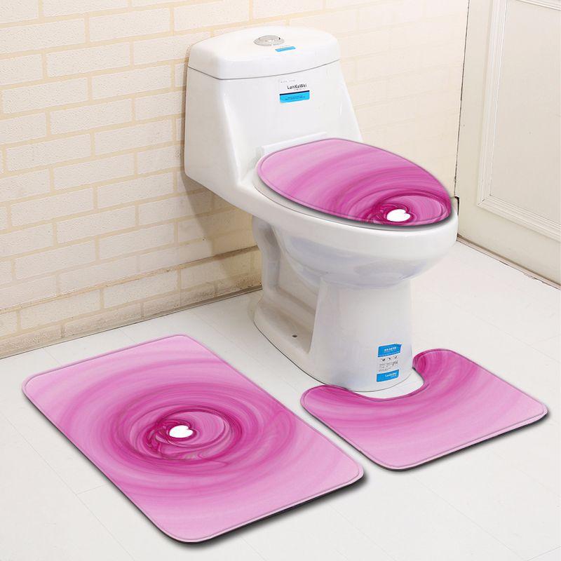 3D Heart-Shaped Bathroom Toilet Three-Piece Floor Mat Doormat Bathroom Carpet
