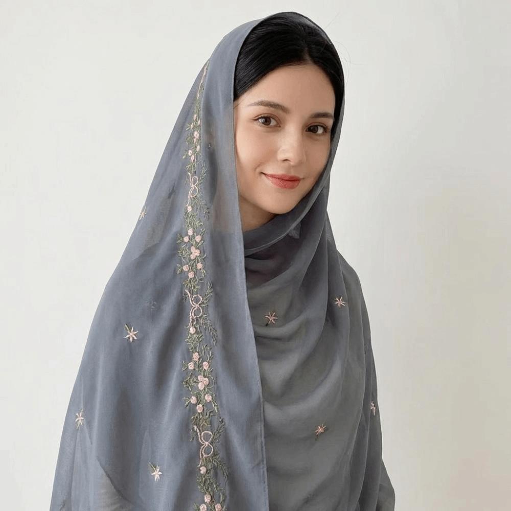 Long Hijab Scarf Cotton Thin Shawl Fashion Floral Headscarf  Vacation