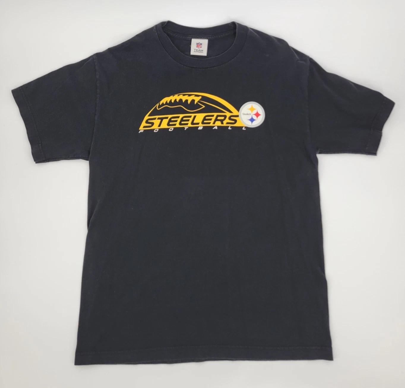 NFL Team Apperal Steelers Football T Shirt Large 100% Cotton Y2K 2XL