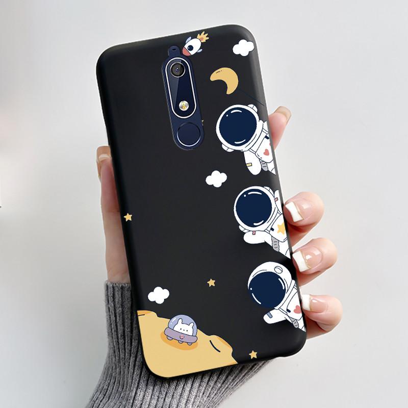 Custodia carina per Nokia 5.1/Nokia 5.1 Plus/Nokia X5/Nokia 5 Cover Shell Stampata Cover Protettiva Silicone Morbido Cartone Animato Nera
