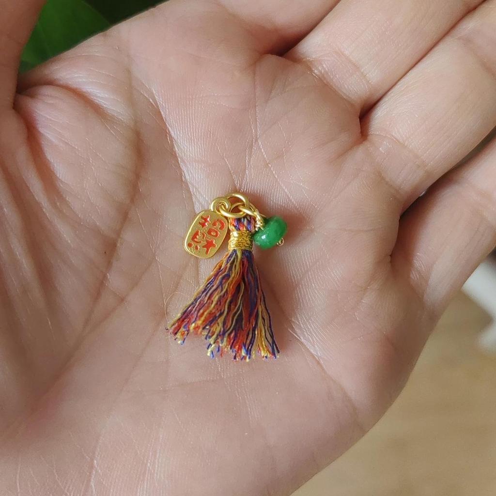 Jewelry Bracelet with Mini Wengwan Tassel, Hand-rubbed Cotton Thread, Handwoven with Small Drip Beads - DIY Necklace