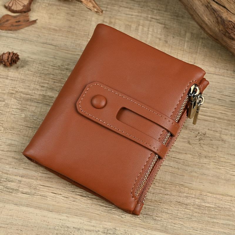 Мужской кошелек Кожаный кошелек Повседневная мода Двойная молния Многокарточный Ретро клатч Сумка для мелочи Мужской
