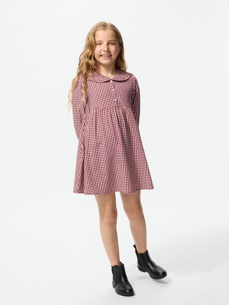 Uniqlo Girls Check Dress  Long Sleeve 