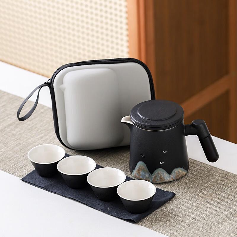 Portable Hand-painted Ceramic Travel Tea Set