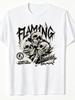 Men'S Plus Size Round Neck T-Shirt with Flaming Skull Graphic Print, Vintage Street Style Casual Tee for Halloween And Everyday Wear