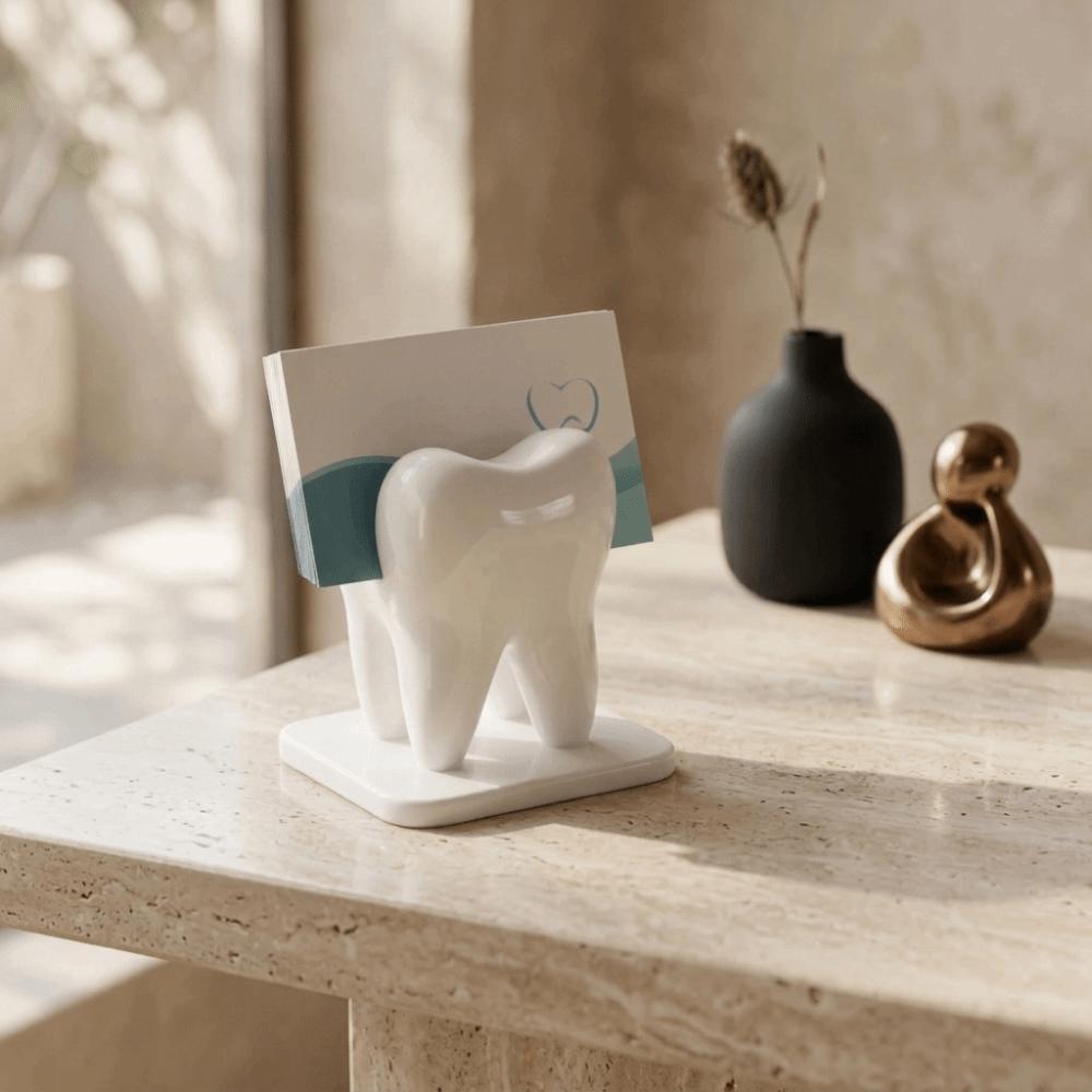 White Dentist Business Card Holder Dental Clinic Name Card Display Organizer Workbench Use