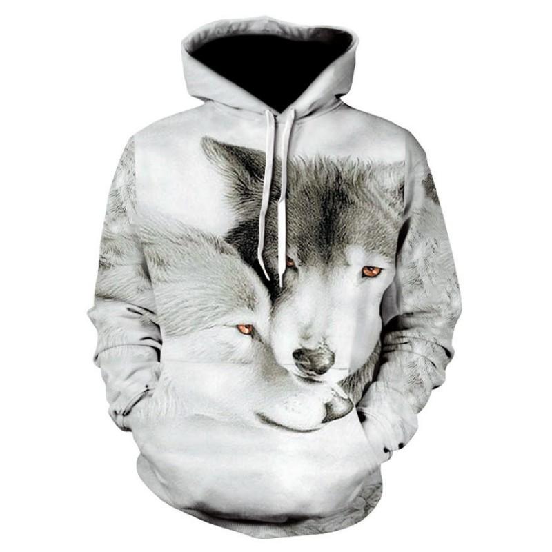 Men's Oversized Hoodie 3D Wolf Animals Pattern Ferocious Warrior Fashion Sweatshirt Loose Street Funny Tracksuits Fitness