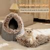 Warm Cat Cave Bed Cozy Pet Calming Nest Plush Hooded Cat Bed Fluffy Winter Cat Cave with Removable Inner Cushion for Indoor Small Cats Under 20lbs