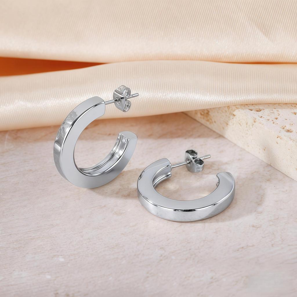 Titanium Steel Light Luxury Colorfast Hoop Earrings with High-End Feel