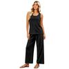 Women Sleeveless Tank Top and Wide Leg Pants Two Piece Set Casual Loose Fit Lounge Wear Suitable for Travel Vacation and Home Relaxation