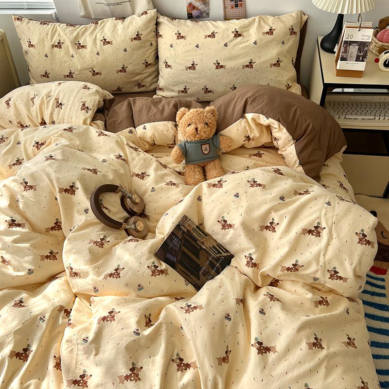 New Soft Skin-friendly Bedding Set Comfortable Breathable Duvet Cover Set with Sheet Single Double Quilt Cover and Pillowcases