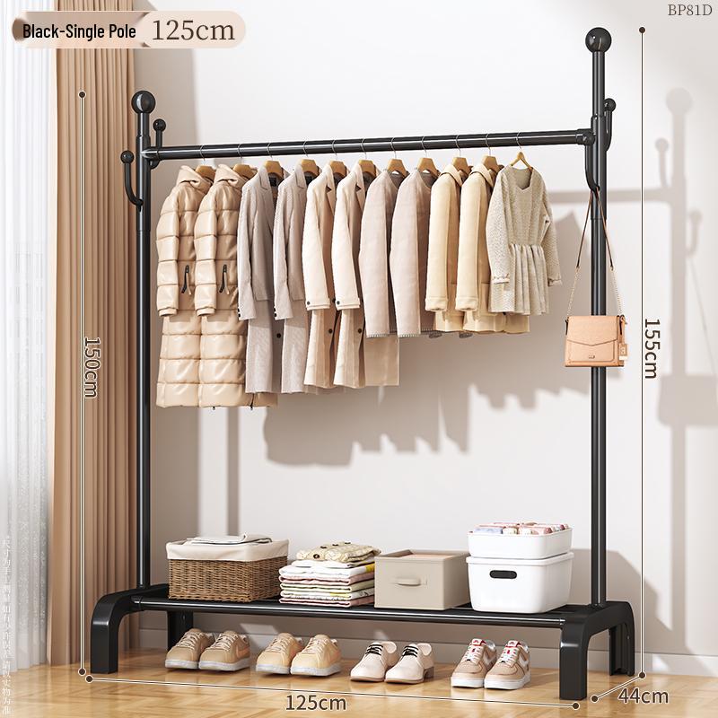 Floor-Standing Balcony Clothes Rack, Indoor Hat Holder, Simple Bedroom Storage, and Hanging Pole.