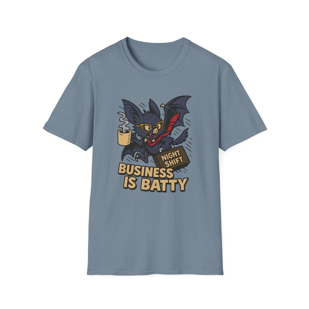 

Unisex Softstyle T-Shirt Frantic Bat Funny Coffee Briefcase Halloween Night Sky M