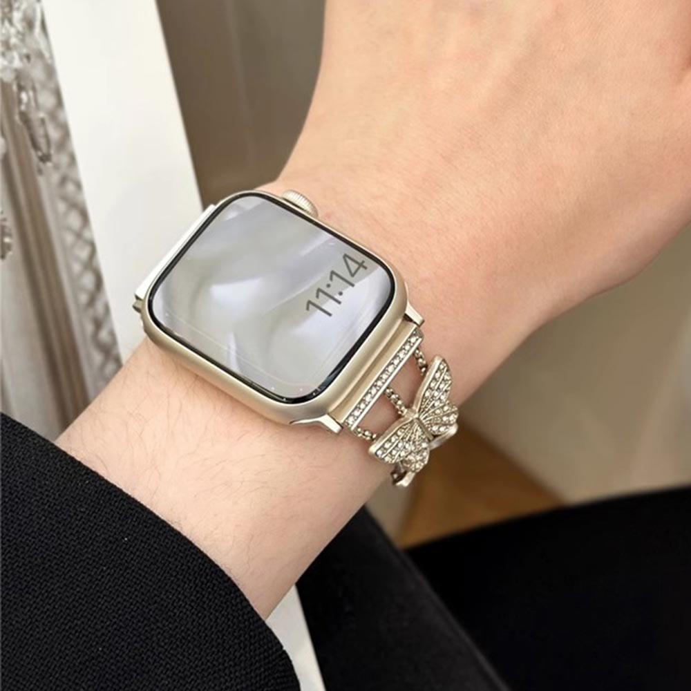 Butterfly Watch Strap for Apple Watch Series 10 42mm/9 8 7 41mm/6 5 4 SE (2022) SE (2023) SE 40mm/3 2 1 38mm Metal Replacement Band