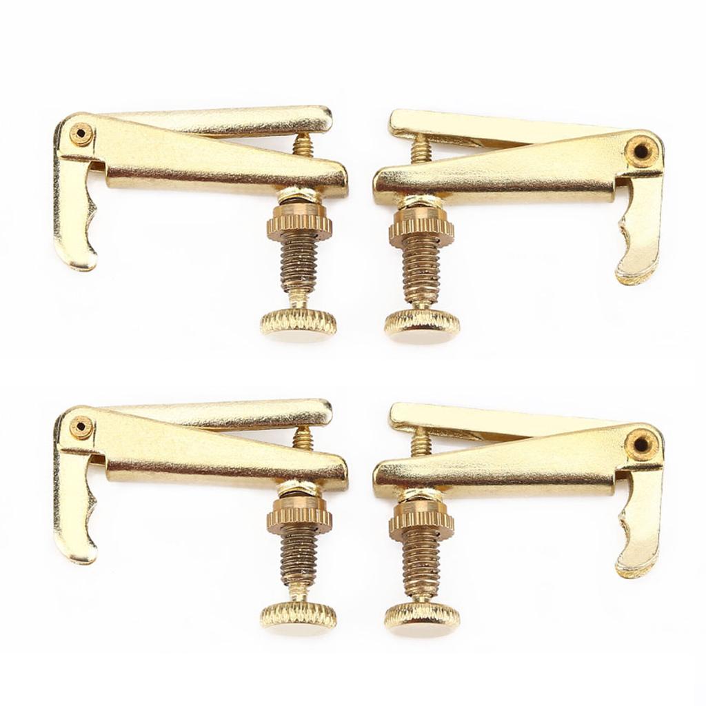 4Pcs Durable Alloy Fine Tuners String Adjusters Replacement Parts for 34 44 Violin(Gold)