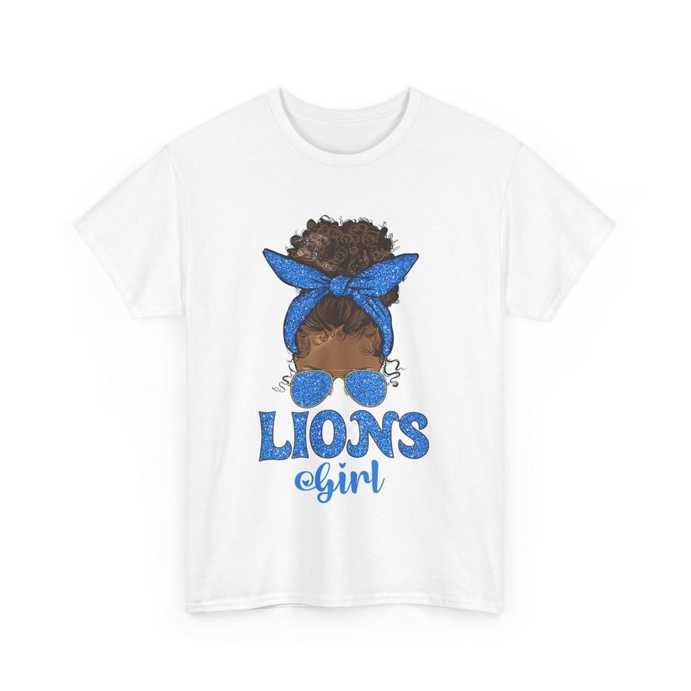 Retro Lions Girl Messy Bun Sports Fan Team Spirit T-Shirt Unisex T-Shirt M