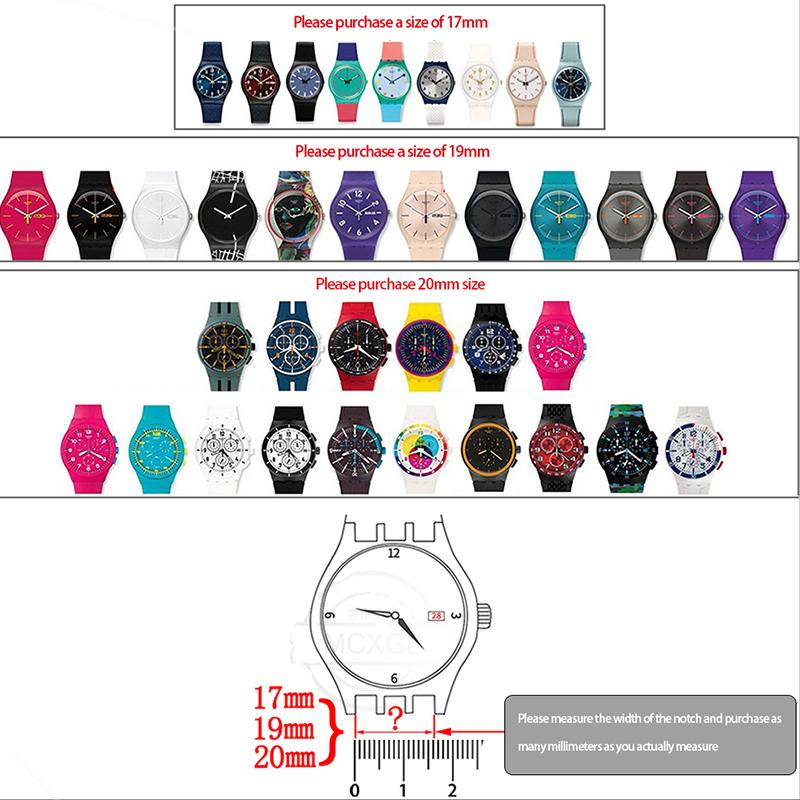 Silicone Watch Band For Swatch 17mm 19mm 20mm Pin Buckle Waterproof Bracelet Wristband Watch Accessories